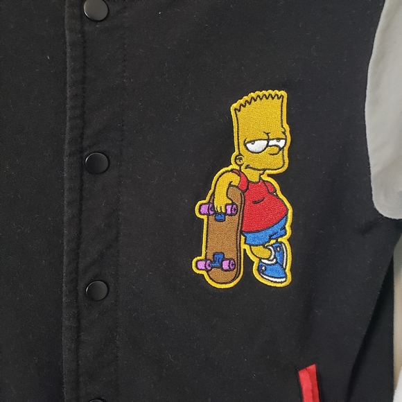 Bart Simpson Boys Varsity Bomber Jacket Size 10/12 - Picture 4 of 8